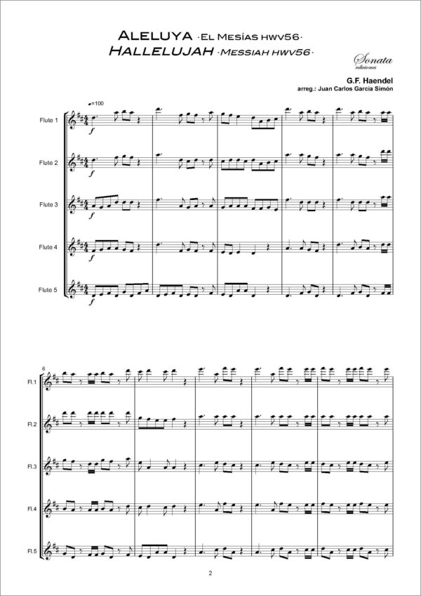 HAENDEL, G. F.: Aleluya - El Mesías HWV56 (5 flautas) - Imagen 2