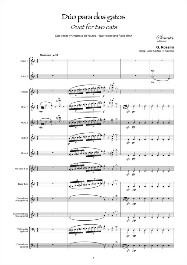 ROSSINI, G.: Dúo para dos gatos (Dos voces y Orquesta de flautas) - Imagen 2