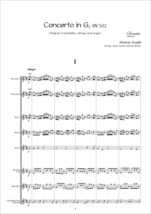 VIVALDI, A.: Concerto in G, Rv532 (2 Flautas solistas y Orquesta de flautas) - Imagen 2
