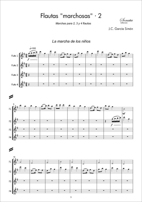 GARCÍA, J.C.: Flautas "marchosas", 2 - Marchas para 2, 3 y 4 flautas - Imagen 2
