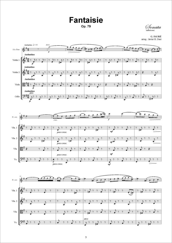 FAURÉ, G.: Fantasía, Op. 79 (flauta y cuarteto de flautas) - Image 2