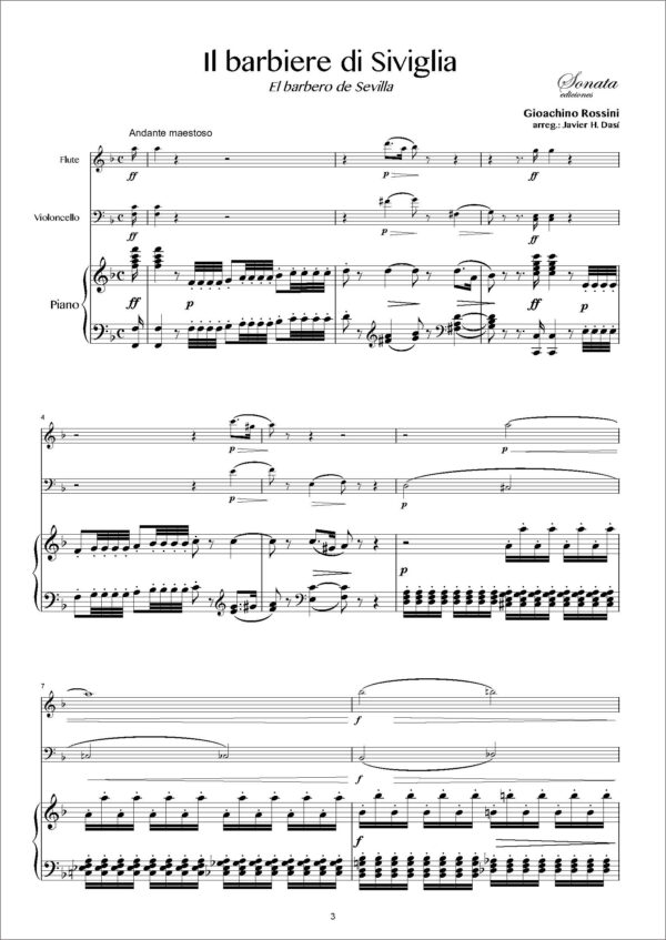 ROSSINI, G.: il barbiere di Siviglia - Flauta, cello y piano - Imagen 2